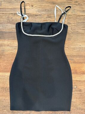 Revolve superdown Black Rhinestone-Trim Mini Bodycon Dress M